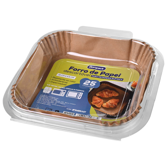 Forro Papel Air Fryer 16x16 25un Bompack