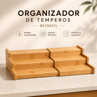 organizador potes tempero bambu extensível expansível 3 andares Expositor escadinha decorativo porta condimento  bancada