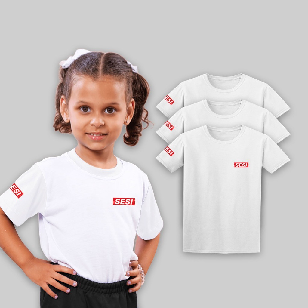 Uniforme Sesi camiseta kit com 3 Modelo 2026 Infantil