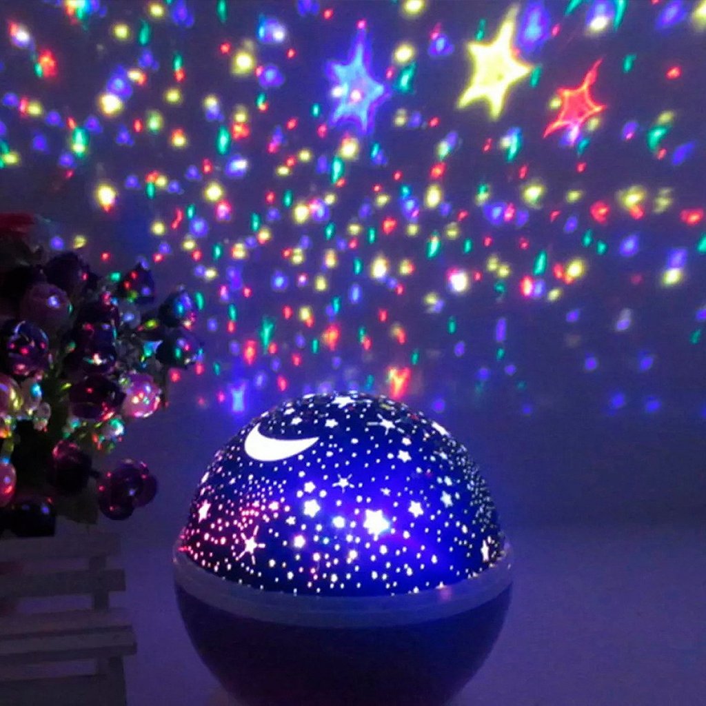 Luminária Abajur De Mesa Gira Projetor Estrelas LED RGB Starry Night Decorlaser