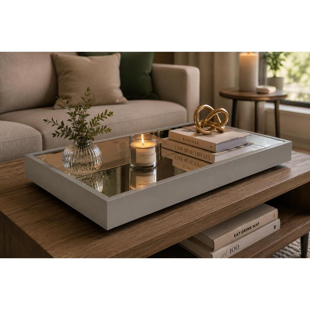 Bandeja Decorativa Laqueada Espelhada Fendi