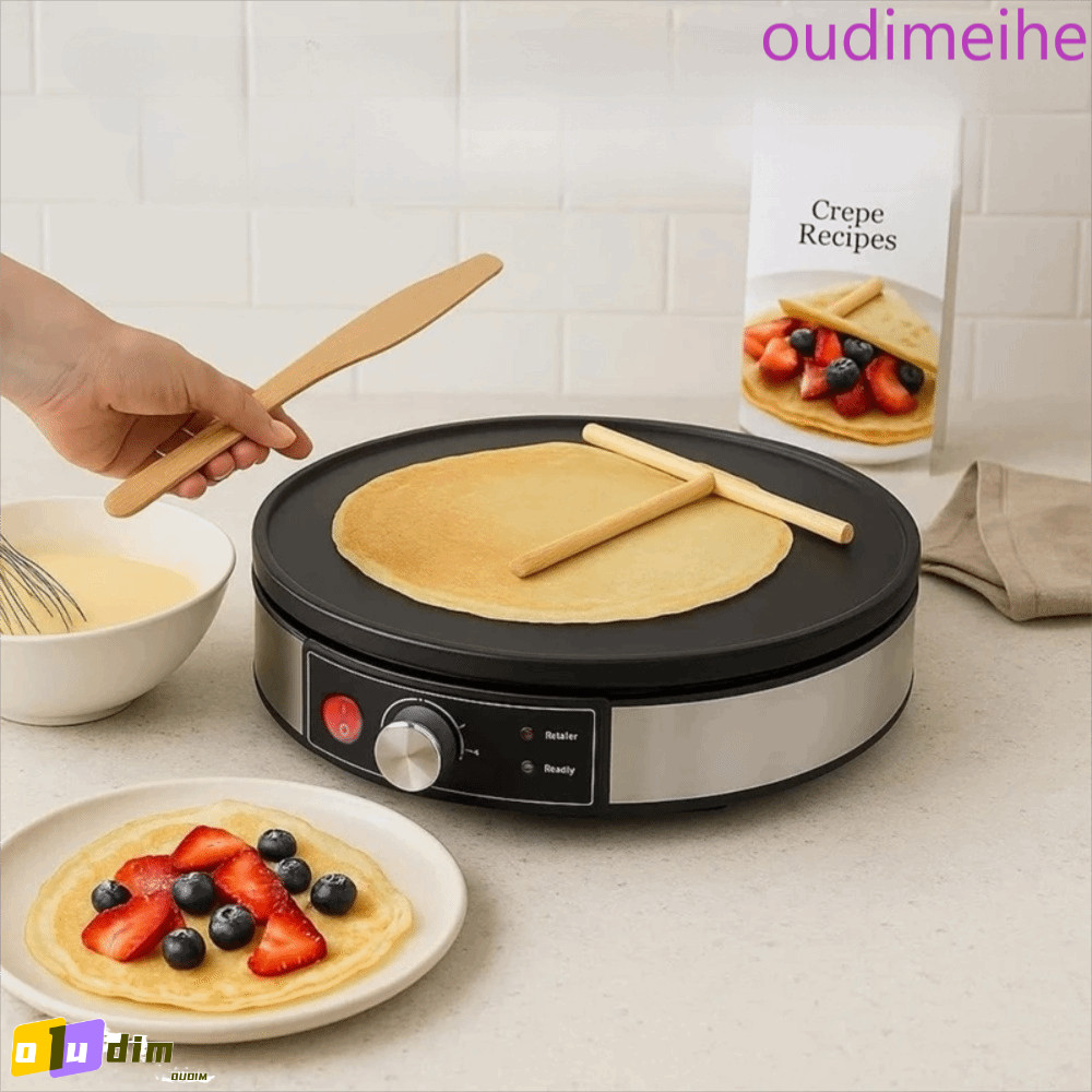 Máquina De Crepe Elétrica OUDIMEIHE , Panqueca De Tamanho Grande Com Temperatura Ajustável | Alumínio