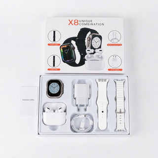 Novo Kit Smartwatch X8 Suporta Calculadora De Chamada Bluetooth Com Carregamento Rápido PD20W + Fones De Ouvido