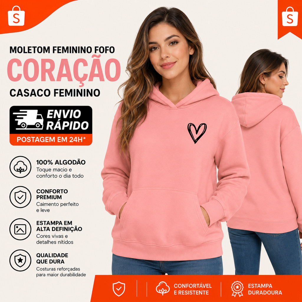 Moletom Feminino Fofo Moletom De Coração Feminino Casaco Feminino