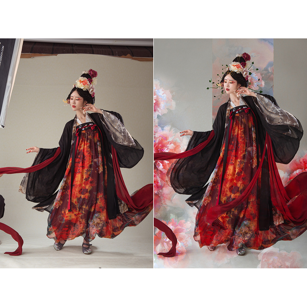[PSD056] Estilo Antigo Traje Antigo Fundo Estilo Chinês Estúdio Flor Piso Completo Peônia Flor Paleta de Fundo psd Em Ca