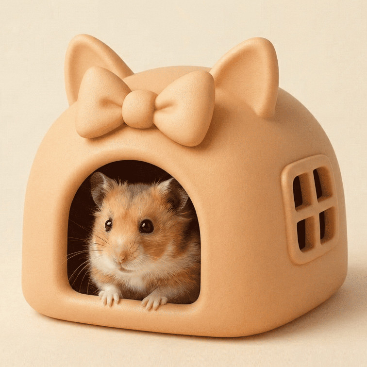 Casinha Toca Hamster Fofa Orelha de Gato - Toca Kawaii para Sírio, Anão e Topolino