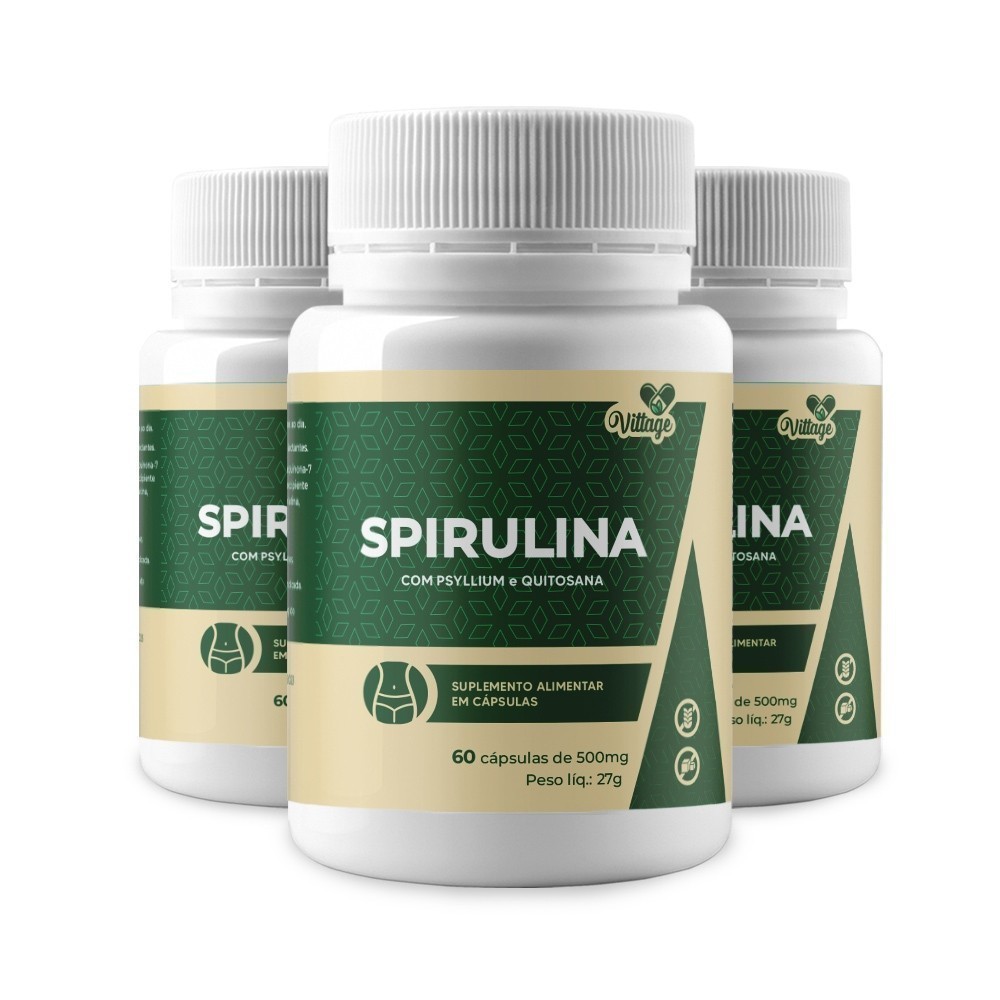 3x composto qps spirulina vittage 500mg c/180 envio imediato