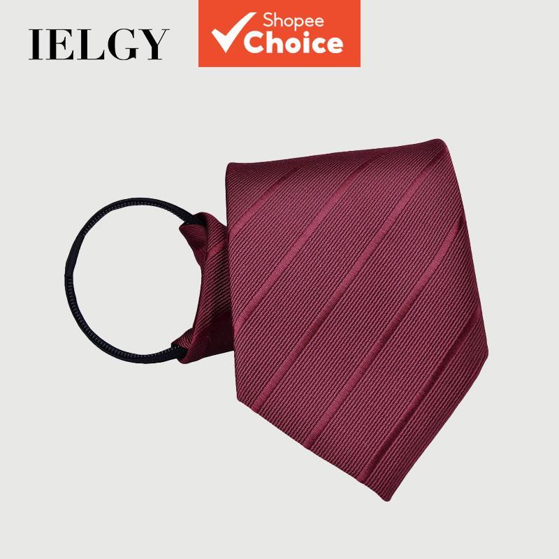 Gravata Masculina Ielgy Com Zíper 8 Cm Vermelho Preto Listrado Formal Negócios Casamento Noivo