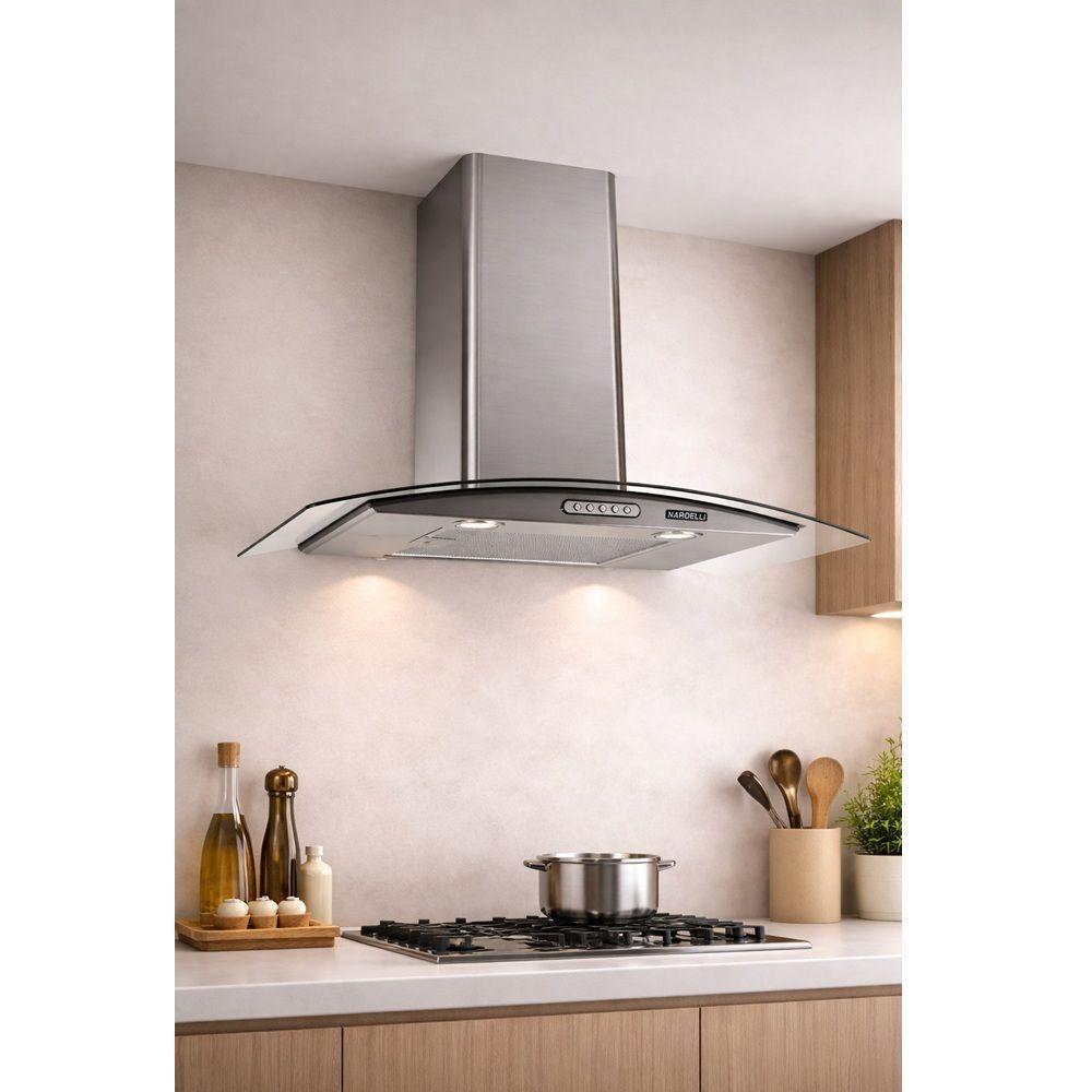 Coifa De Parede Nardelli Vidro Curvo Duto Slim 90cm Inox 110V · foto 2