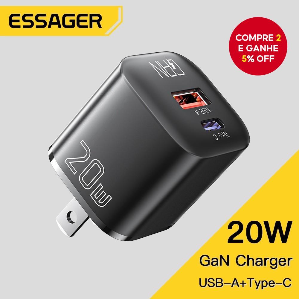 Essa Essager 20W GaN USB Tipo C Carregador PD Rápido Telefone QC 3.0 Para iP 14 13 12 11 Pro Max Mini iPd