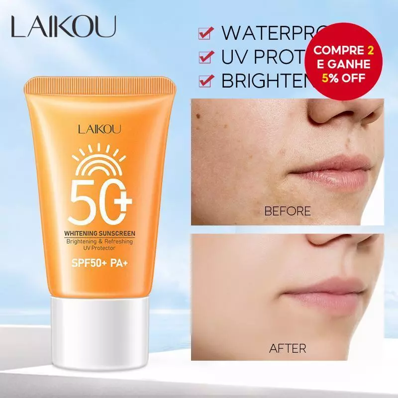 Creme Protetor Solar Clareador LAIKOU, Protetor UV, Bloqueador Solar Facial Iluminador, Creme Refrescante para o Dia 30g — imagem 1