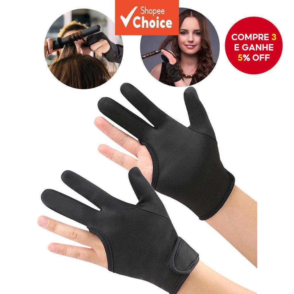 Luvas Profissionais Resistentes ao Calor, Luvas de Proteção com 3 Dedos para Cabeleireiro, Modelagem de Cabelo,