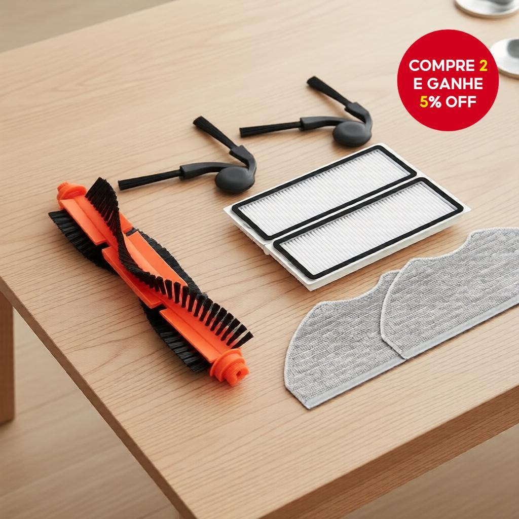 Kit de Reposição para Xiaomi S40 Robô: Escova Principal, 2 Escovas Laterais, Filtros HEPA, Panos de Pano