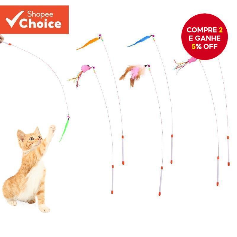 Varinha De Provocação De Gato PurrPlay , Fio Flexível Colorido Com Pena E Sino , Brinquedo Interativo Para Exercícios De