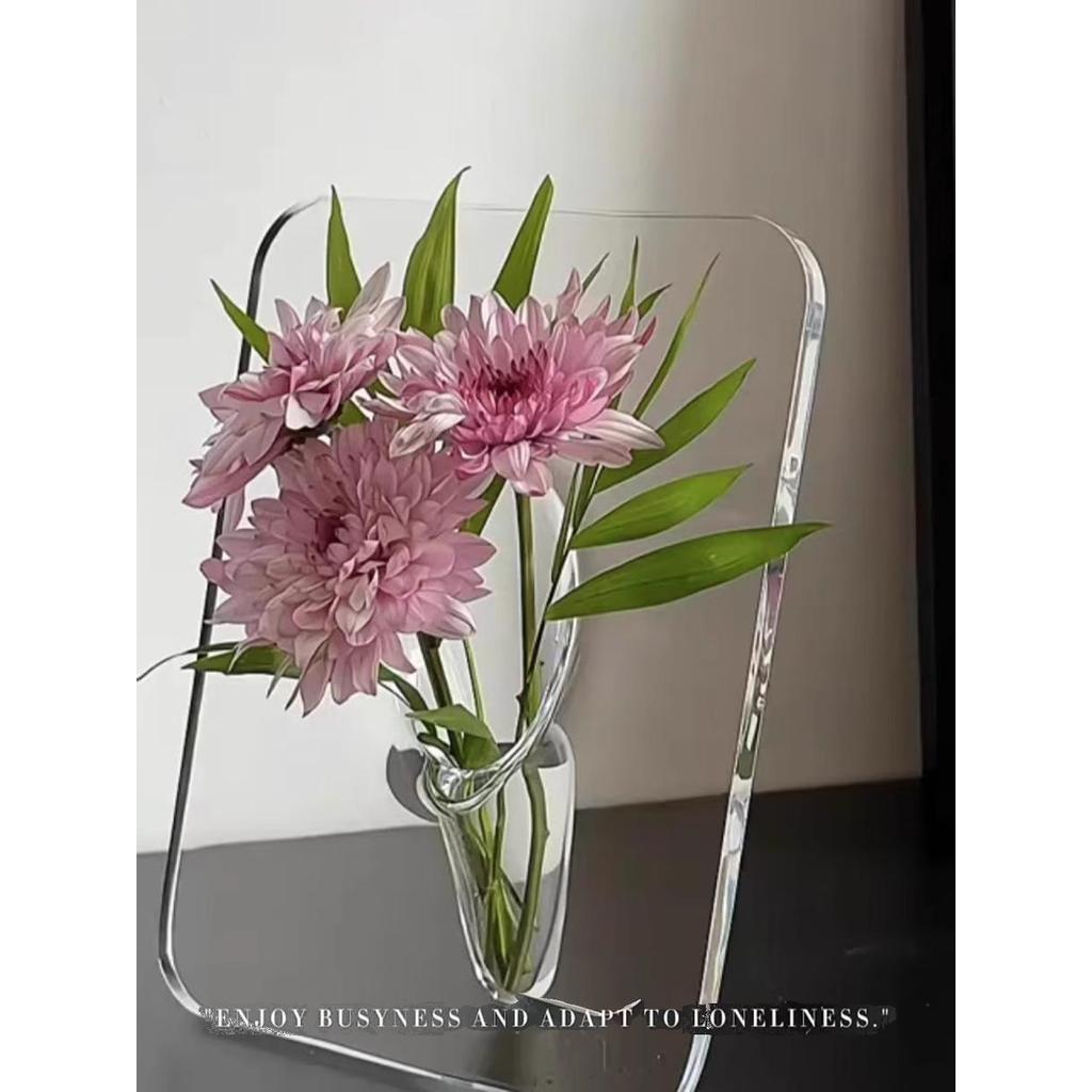 Vaso de moldura de acrílico ornamentos transparentes sala de estar arranjo de flores arranjo de flores de aquicultura de