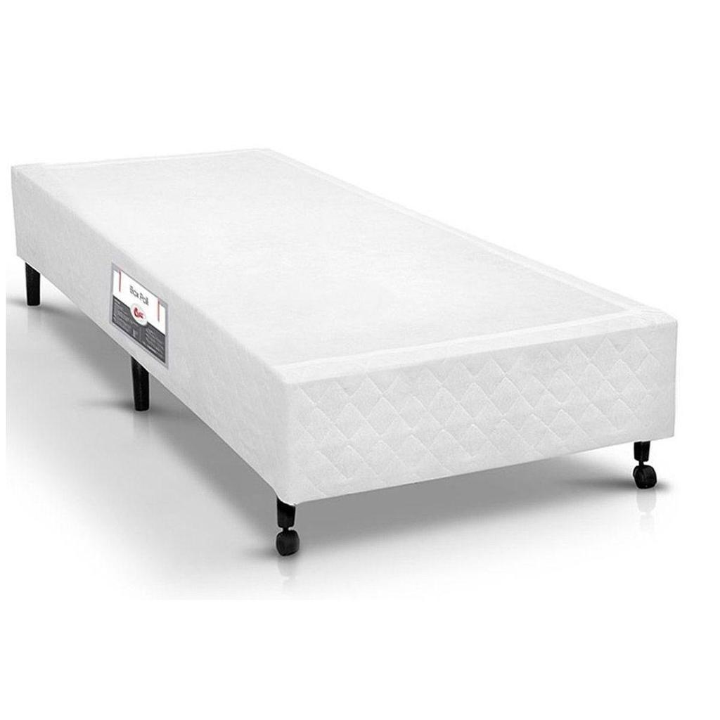 Cama Box Base Solteiro Poli Tecido White (88x188x27) - Castor