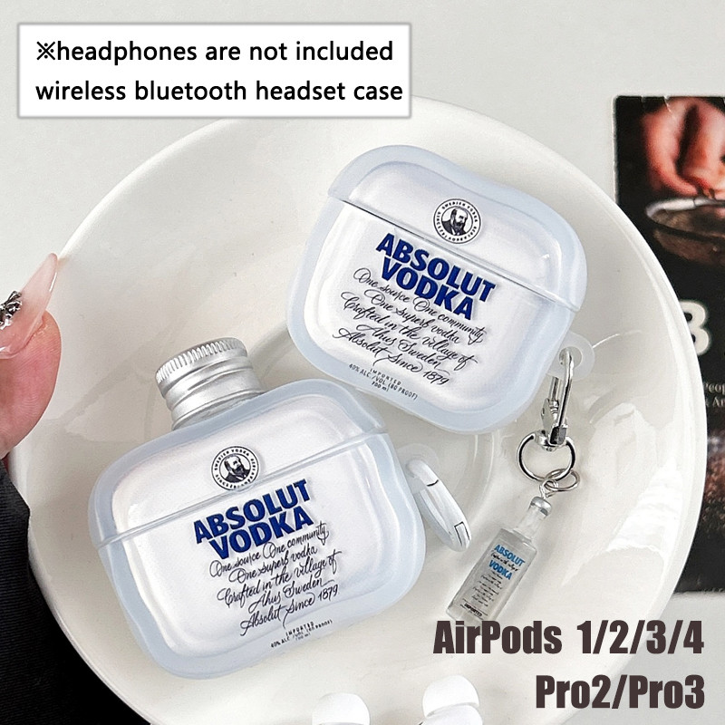 Capa protetora para fone de ouvido Bluetooth em formato de garrafa de vodka para AirPods Pro 2, Pro 3, AirPods 4, 3, 1/2