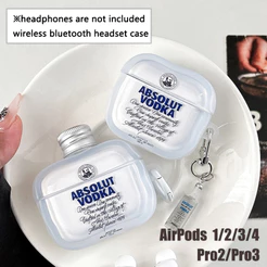 Capa protetora para fone de ouvido Bluetooth em formato de garrafa de vodka para AirPods Pro 2, Pro 3, AirPods 4, 3, 1/2