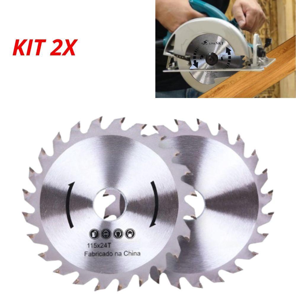KIT 2 DISCO CORTE SERRA CIRCULAR PROFISSIONAL LAMINA 24T WIDEA MADEIRA MDF 24 DENTES 4.1/2 115MM MARCENARIA