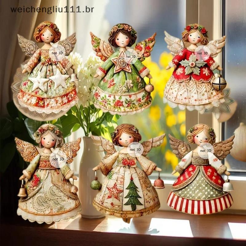 # weicheng 6 Peças Pingente De Anjo De Natal Vintage Papel Decoração De Árvore Para Casa Enfeite De Suspensão De Parede