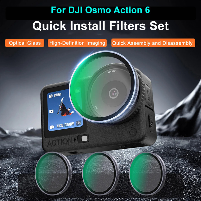 Para DJI OSMO ACTION 6 Filtros De Lente Da Câmera CPL Polarizador ND8/16/32/64 Escurecimento 1/4 Névoa Preta Action6 Ace