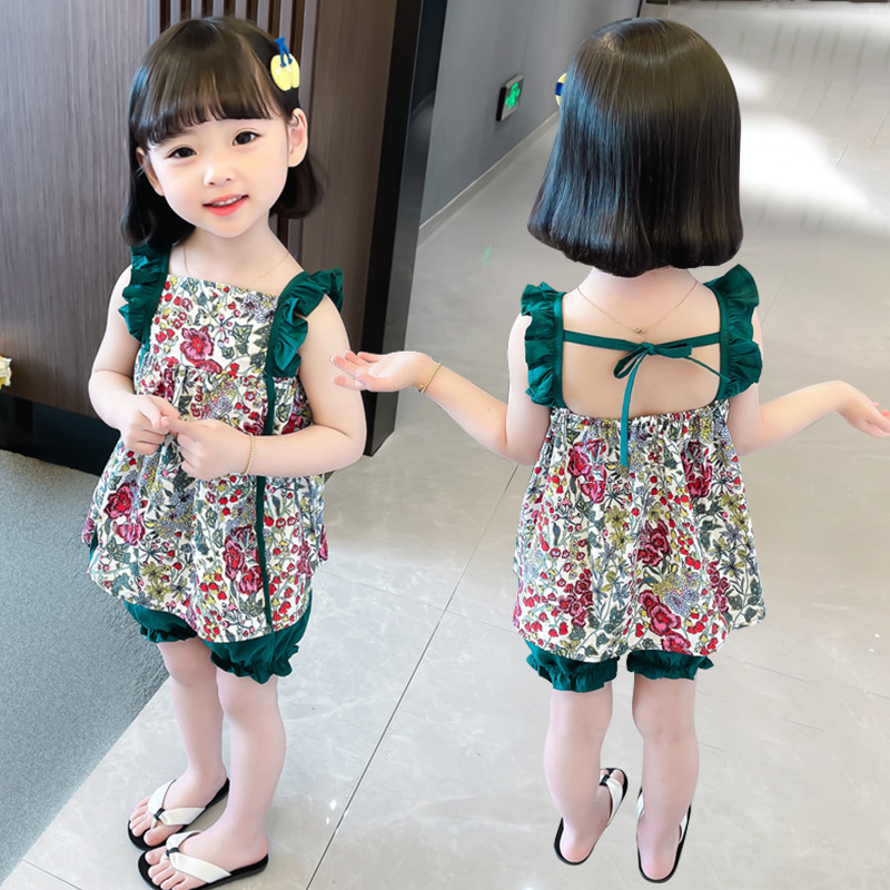 Meninas roupas de verão 2026 novo estilo moda colete do bebê moda estilingue terno crianças influenciador roupas da moda