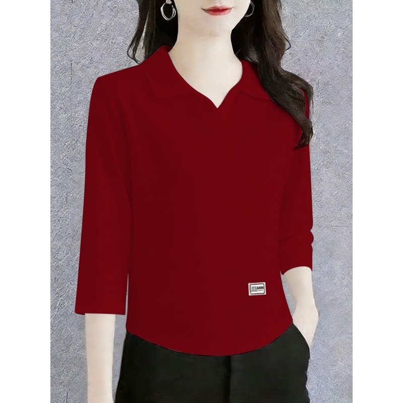 100% algodão manga de três quartos camiseta feminina primavera verão wear moda exterior wear solto capa barriga camisa p