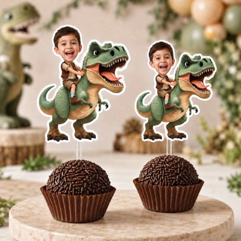 KIT TAGS TOPPERS DINOSSAURO PARA DOCINHO BRIGADEIRO, TAG DINOSSAURO ROSTINHO PERSONALIZADOS BRIGADEIRO CUPCAKE ENFEITE