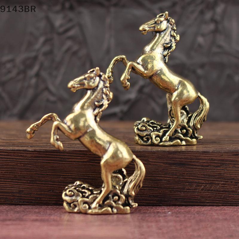 Bronze Cavalo Decoração De Mesa Sala Estar Chá Escultura Metal Artesanato Decorações Para Casa Estátua Do Zodíaco Chinês