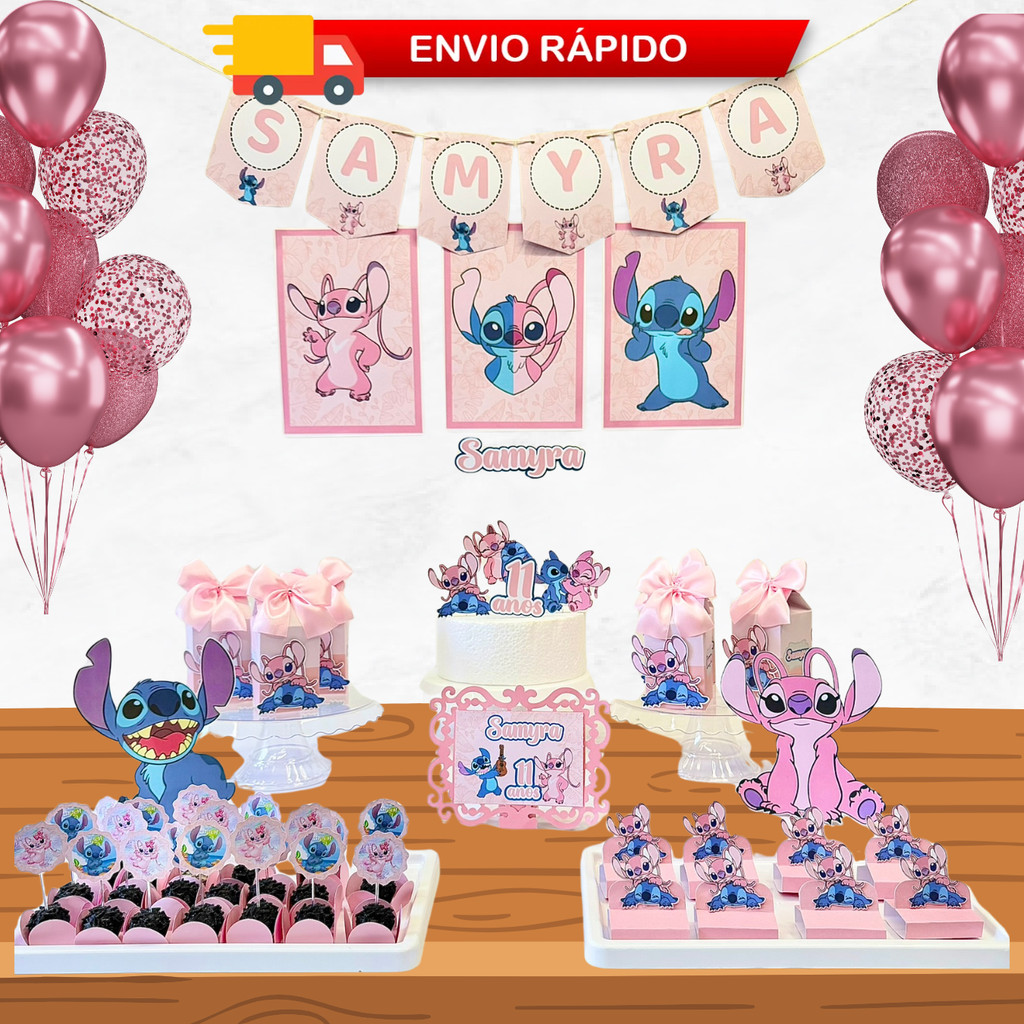 ENVIO RAPIDO Kit Festa Stitch e Angel Personalizado | Só Bolinho | Lembrancinha  |  Aniversário