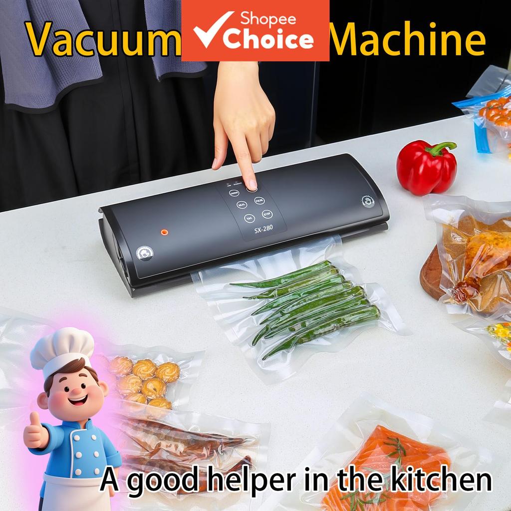 Máquina Poderosa Do Aferidor Vácuo 70KPa-Selador Saco De Alimentos Um Toque Preparação De Refeição Preservação Equipamen