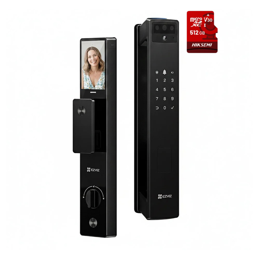 Fechadura Digital Ezviz Y3000 Abertura Facial + Microsd512gb