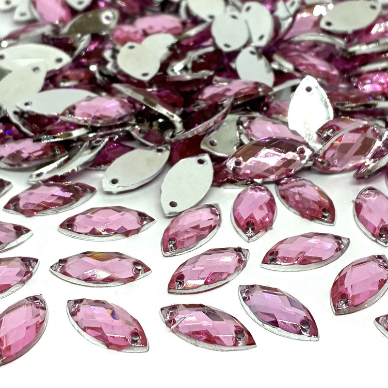 Chaton Navete Com Furo 7x15mm Com 100 Unidades Rosa