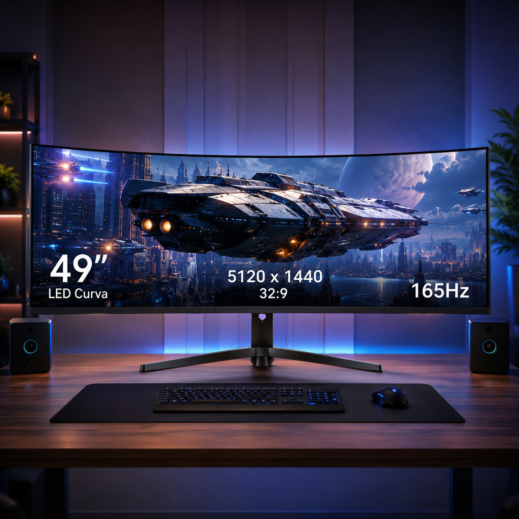 Monitor Gamer 49 Polegadas LED Ultrawide 165Hz 1ms 5120x1440 HDMI DisplayPort DE