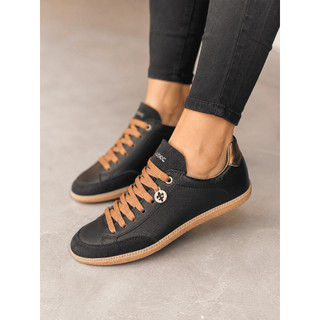 Tênis Feminino Sola Bege Baixa Sapatenis Confortável Macio Leve Casual Social Estilo Samba Em Couro Legítimo
