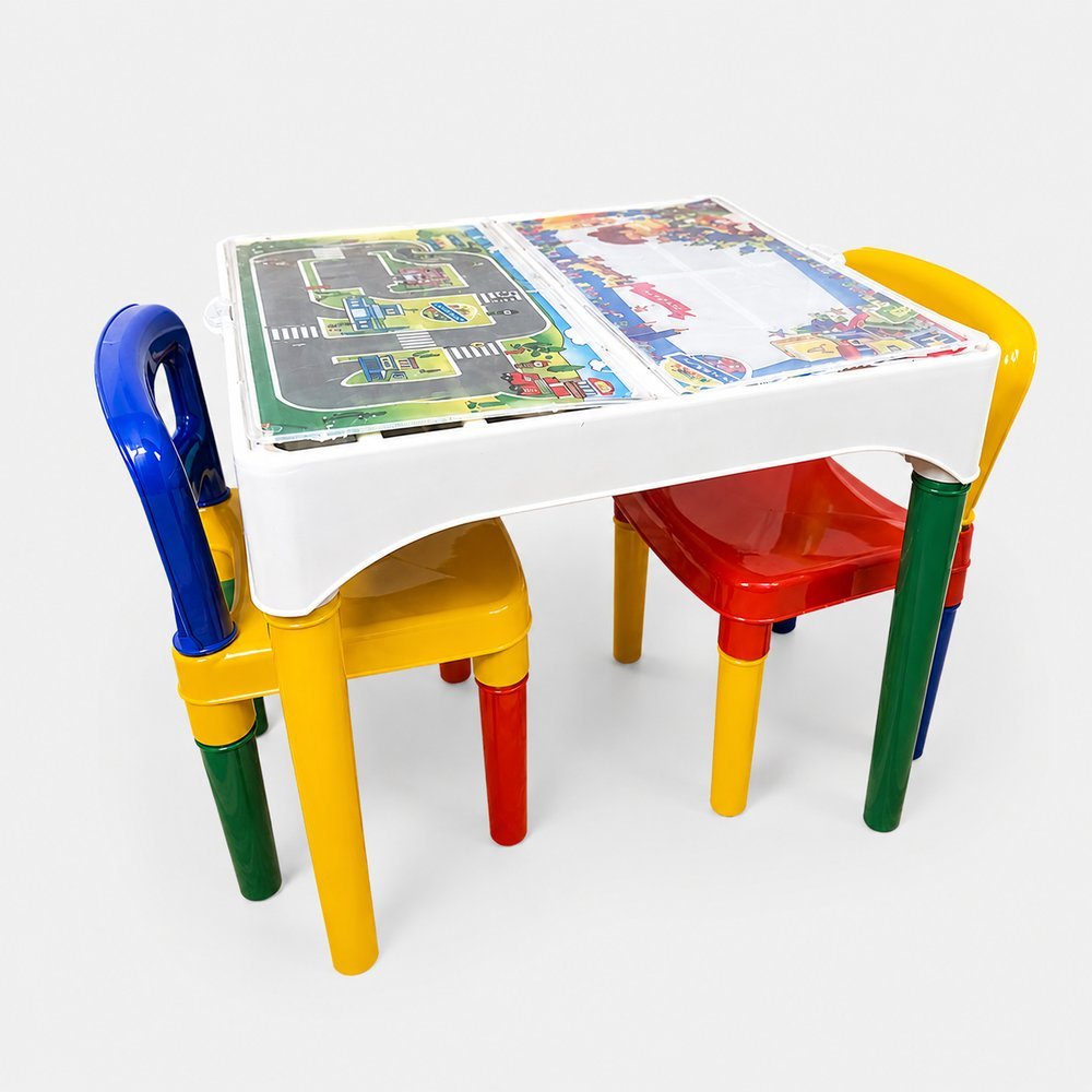 Mesa Infantil Didática Com 2 Cadeiras Coloridas - Educativa Poliplac