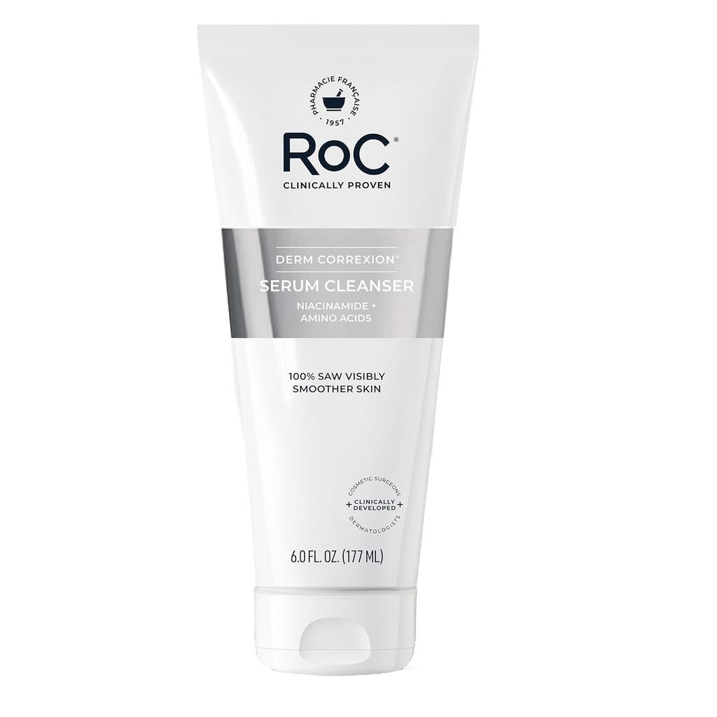 RoC Retinol Correxion Deep Wrinkle Serum, Limpador Facial com Niacinamida para Antienvelhecimento e Linhas Finas, Remove