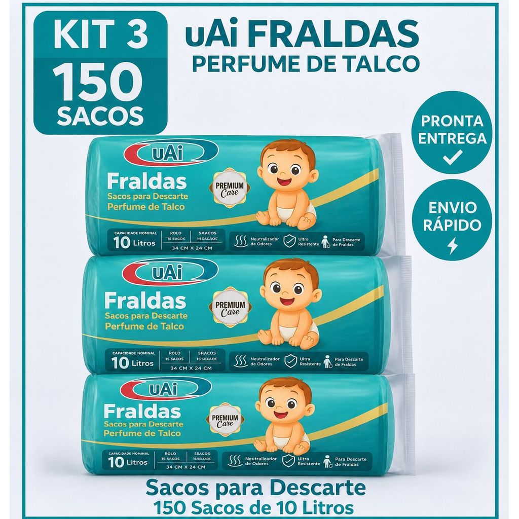 Saco De Lixo Kit 150 Unidades 10 Litros Tira Odor Perfumado Com Cheiro de Talco Econômico
