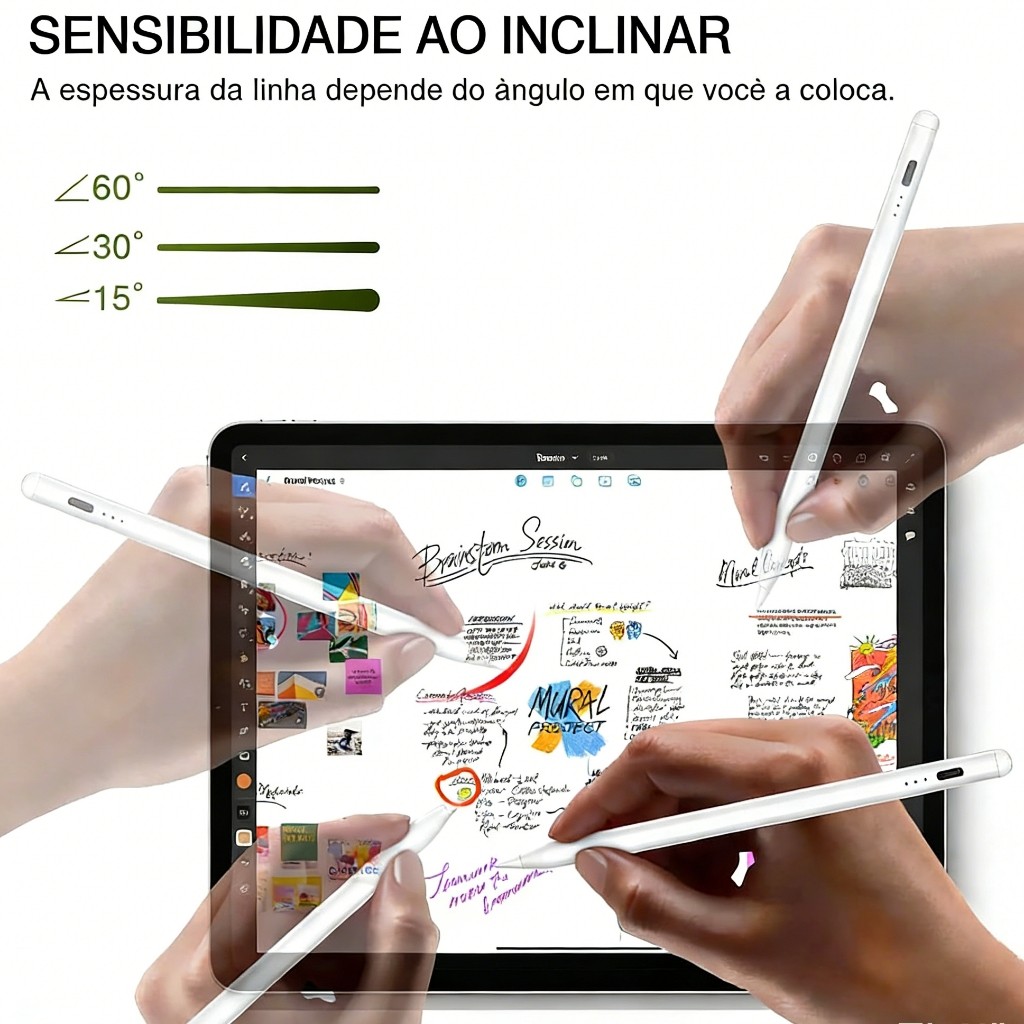 Caneta Stylus 2ª Geração Magnética Sem Fio, Universal com Rejeição de Palma e Pressão para Celulares e Tablets