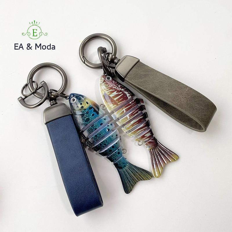 EA & Moda Simulação Isca De Pesca Acrílico Peixe Chaveiro Multi Articulado 3D Artesanato Saco Pingente Acessório Para Us