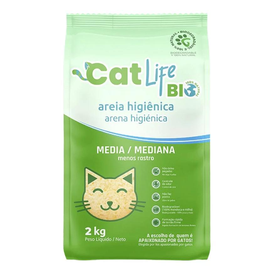 Areia Higiênica CatLifeBio Areia Média Menos Rastro Gato 4Kg