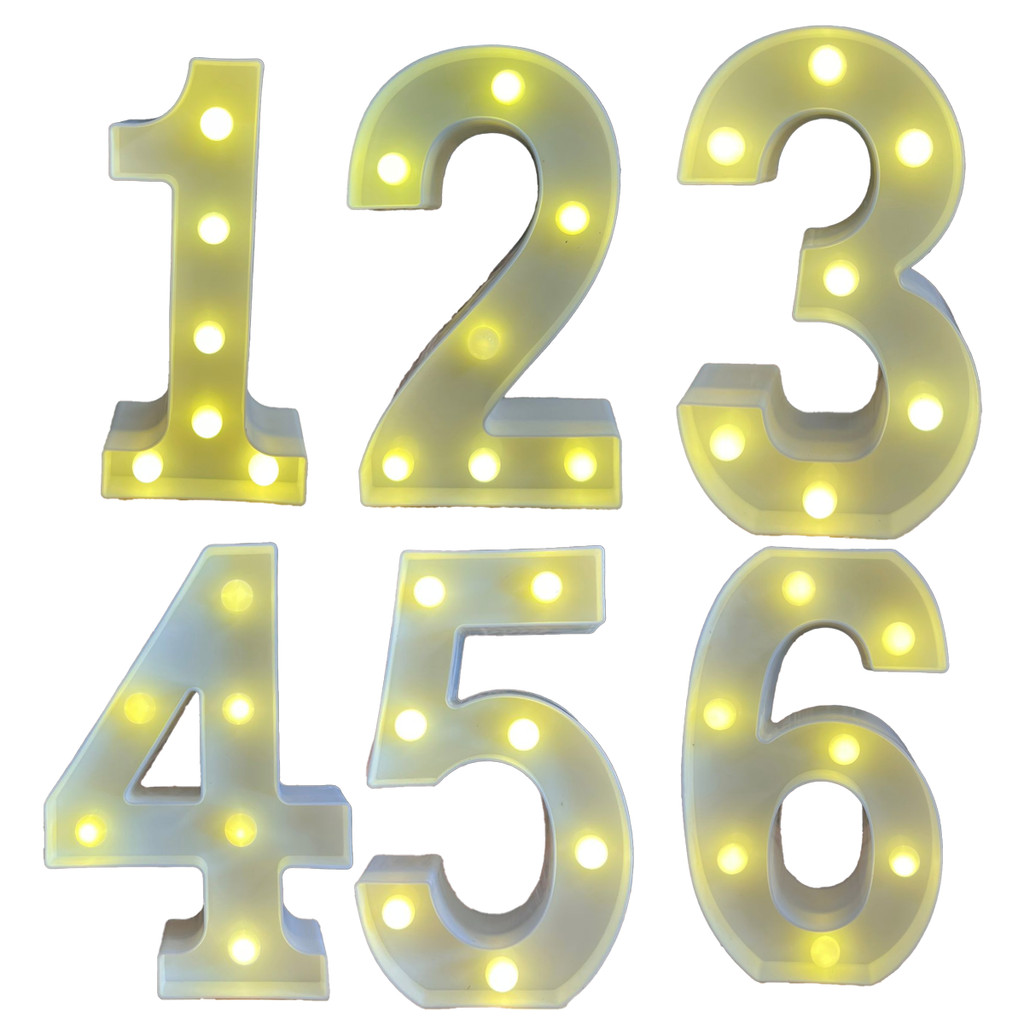 Numero De Led Plastico Branco 22CM Pilhas Decoração