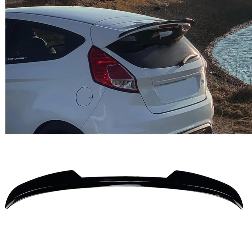 Asa Do Spoiler Teto Porta-Malas Traseiro Para Ford Fiesta ST-Line MK6 MK6.5 2008-2017 Preto Brilhante/Fibra De Carbono L