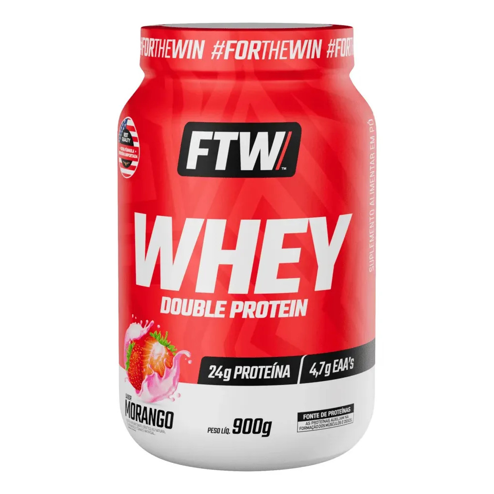 Whey Double Protein Ftw 900g Suplemento Com Mais Proteína Morango