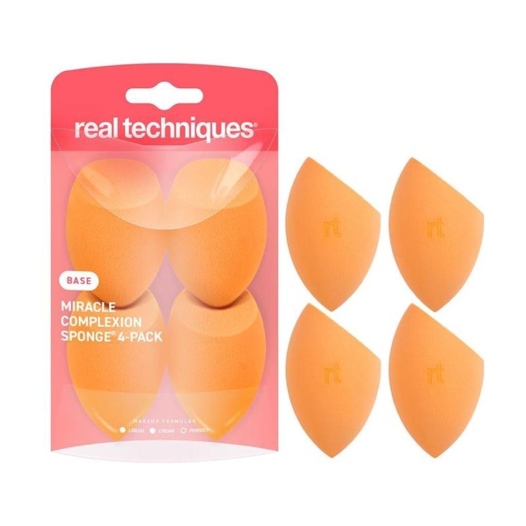 Esponja Miracle Complexion da Real Techniques, Pacote com 4, Esponjas para Misturar Maquiagem para Base Líquida e em Cre