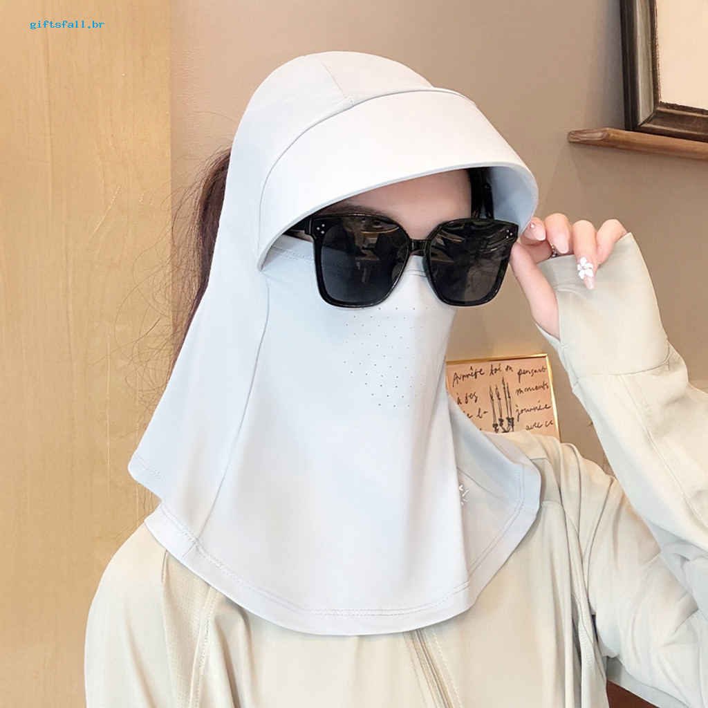 Breathable Sun Mask Protection Full Face with Ear Straps Lightweight Elastic Ice Silk Sunscreen for Outdoor Summer Activ