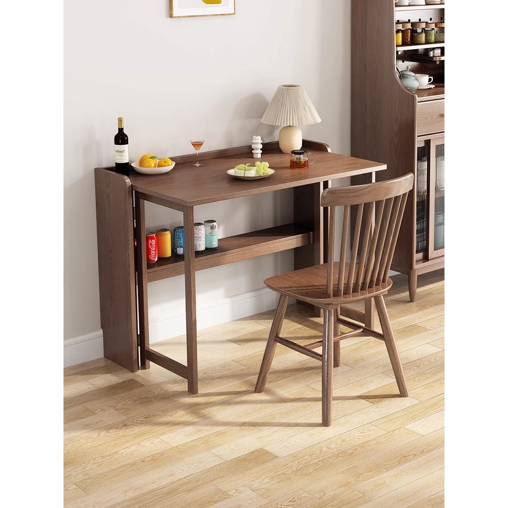 Mesa de jantar doméstica dobrável simples retangular quadrada bancada mesa de jantar madeira maciça pequeno apartamento