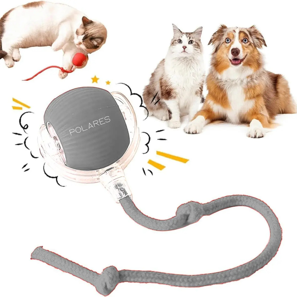 POLARES Bolinha Interativa Para Gatos Pet Animais Usb Recarregável Cor Vermelho