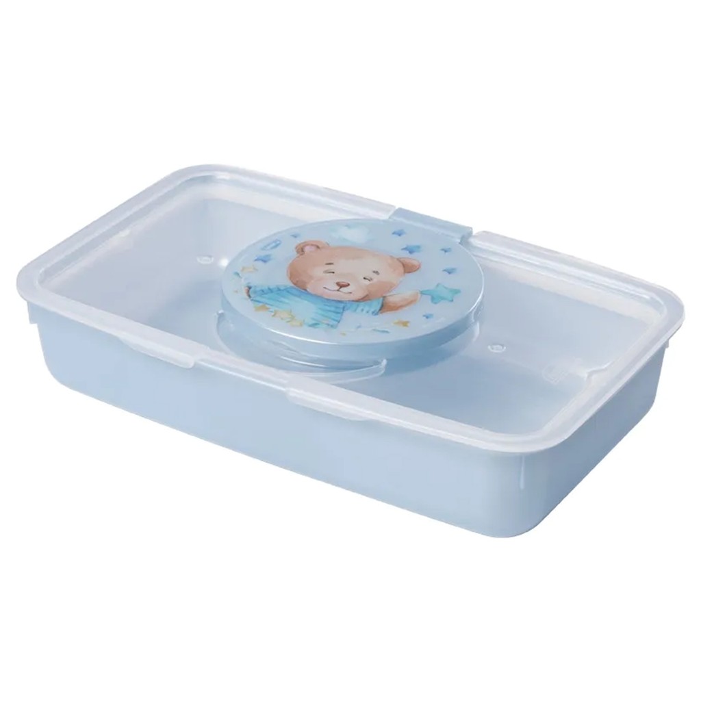 Porta Lenço Umedecido Urso Azul Infantil Bebê Banheiro Enxoval Para Meninos - Plasútil