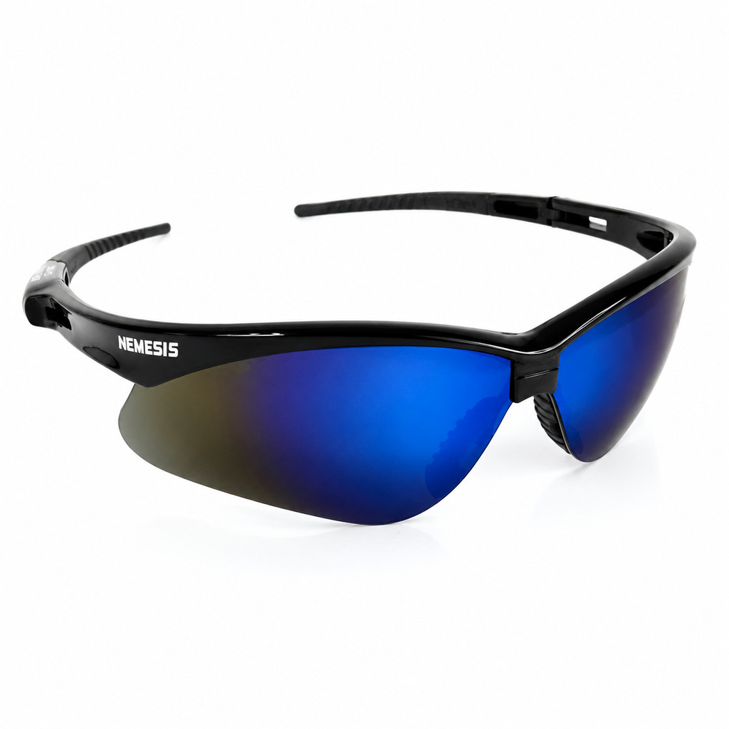 Óculos Proteção Nemesis Preto AZUL ESPELHADO Esportivo AIRSOFT Teste Balístico Paintball Resistente A Impacto Ciclismo V